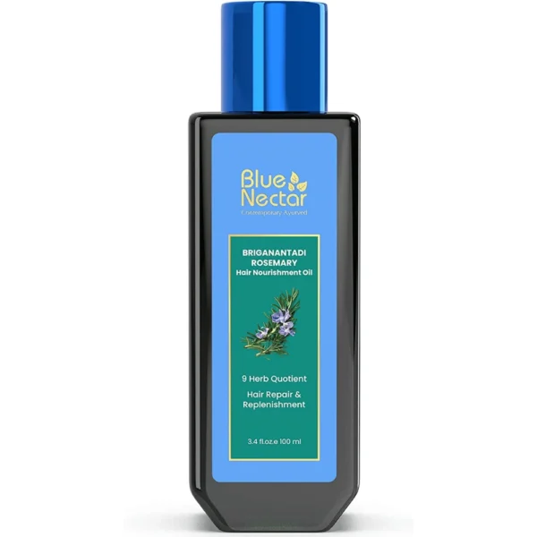 Blue Nectar Rosemary Oil for Hair Growth with Bhringraj Oil for Hair, 100% Natural Ayurvedic Hair Scalp Oil with Amla Hair Oil 100 ml